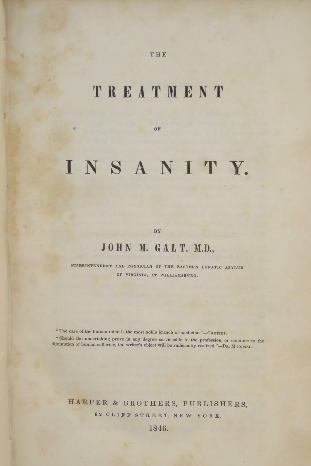 The treatment of insanity