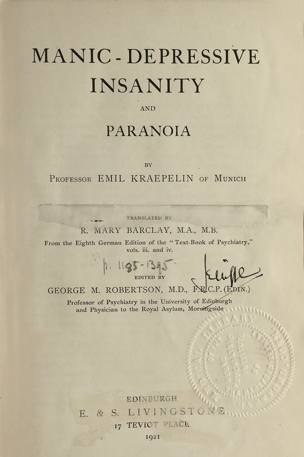 Manic-depressive insanity and paranoia