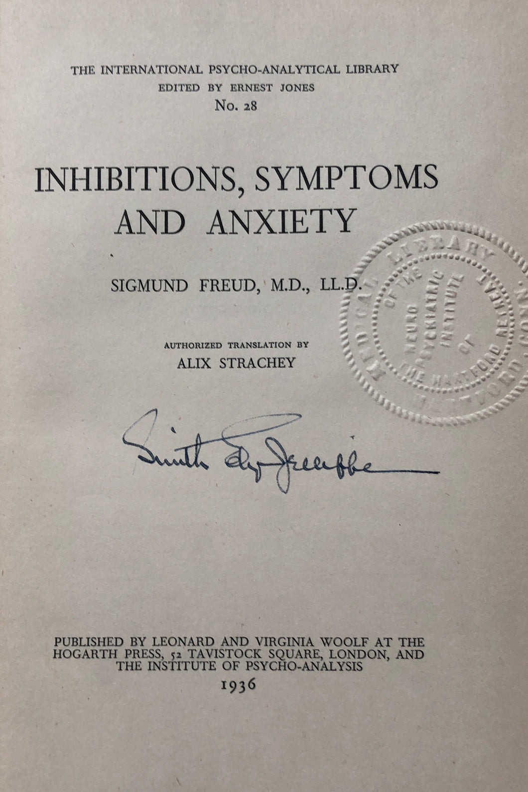 Inhibitions, Symptoms and Anxiety, by Sigmund Freud