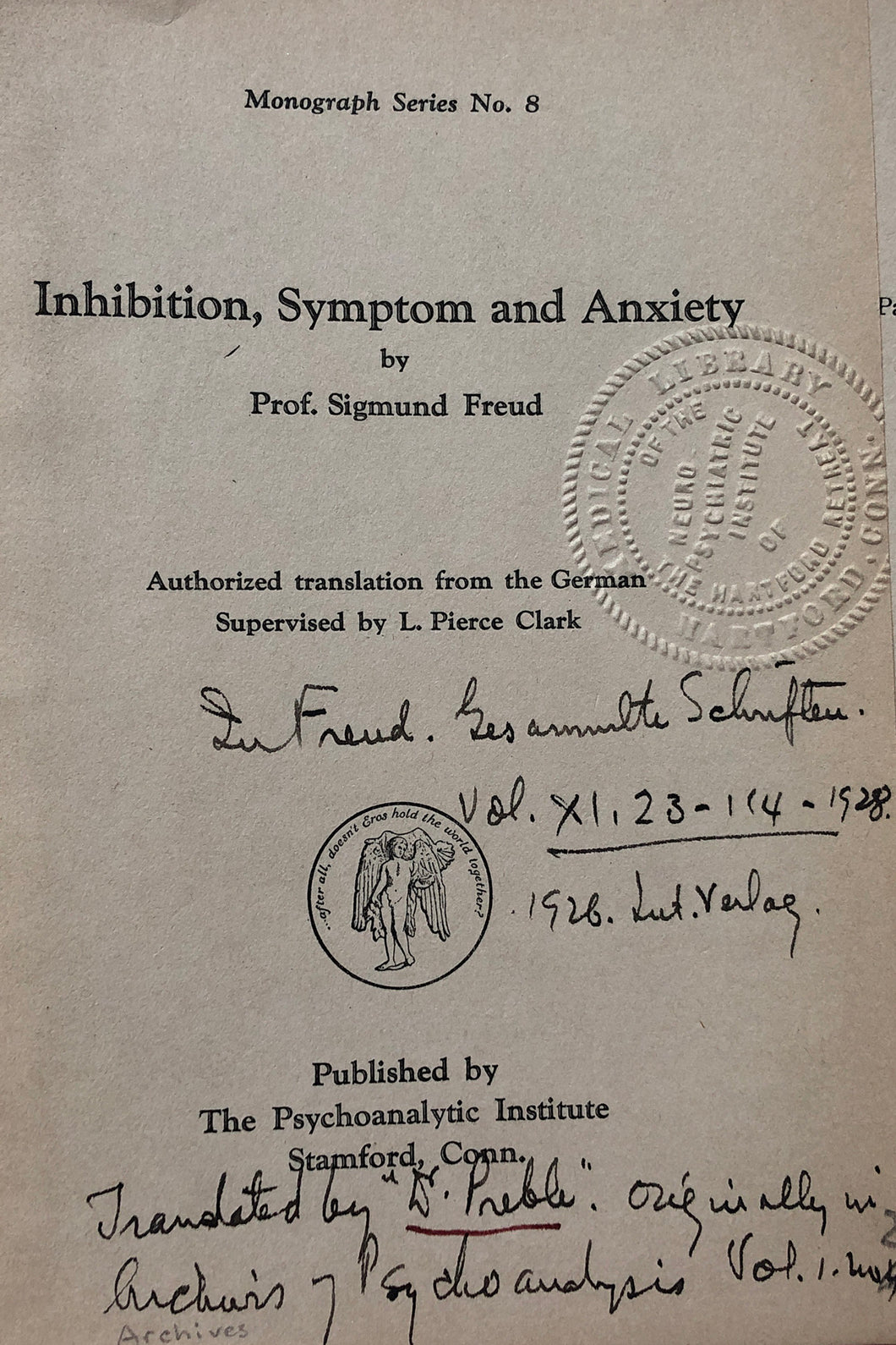 Inhibitions, Symptoms and Anxiety, by Sigmund Freud