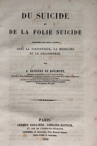 Du suicide et de la folie suicide