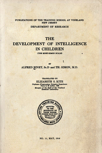 The development of intelligence in children (the Binet-Simon scale)