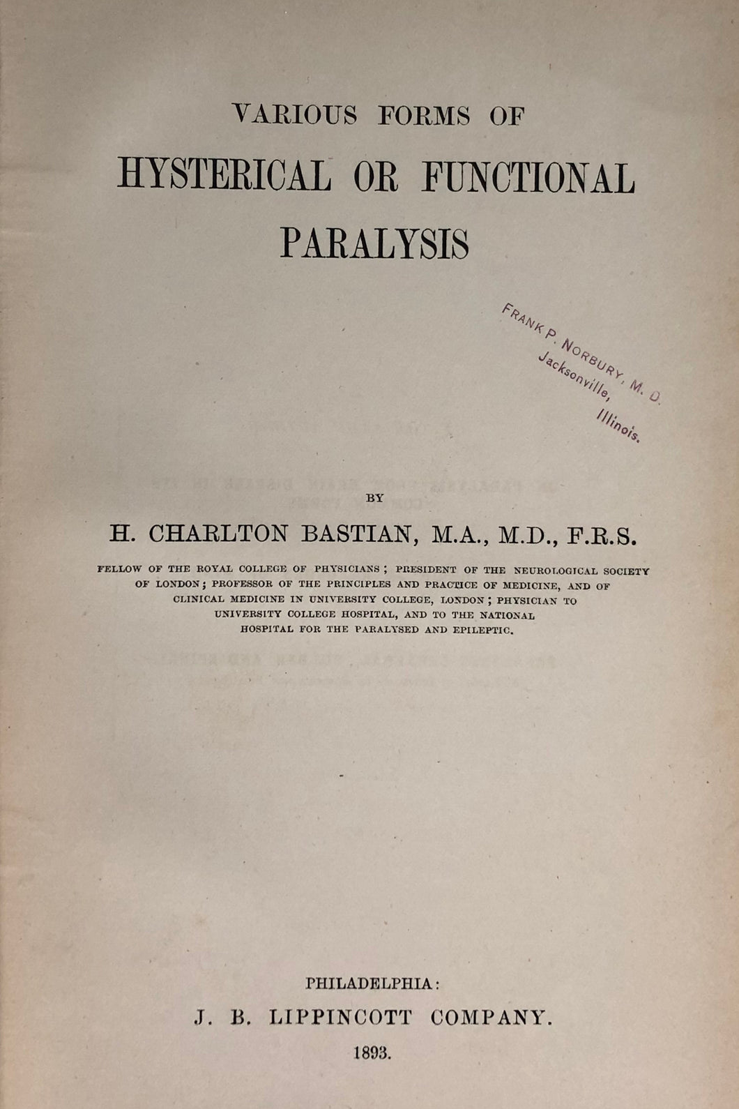 Various forms of hysterical or functional paralysis